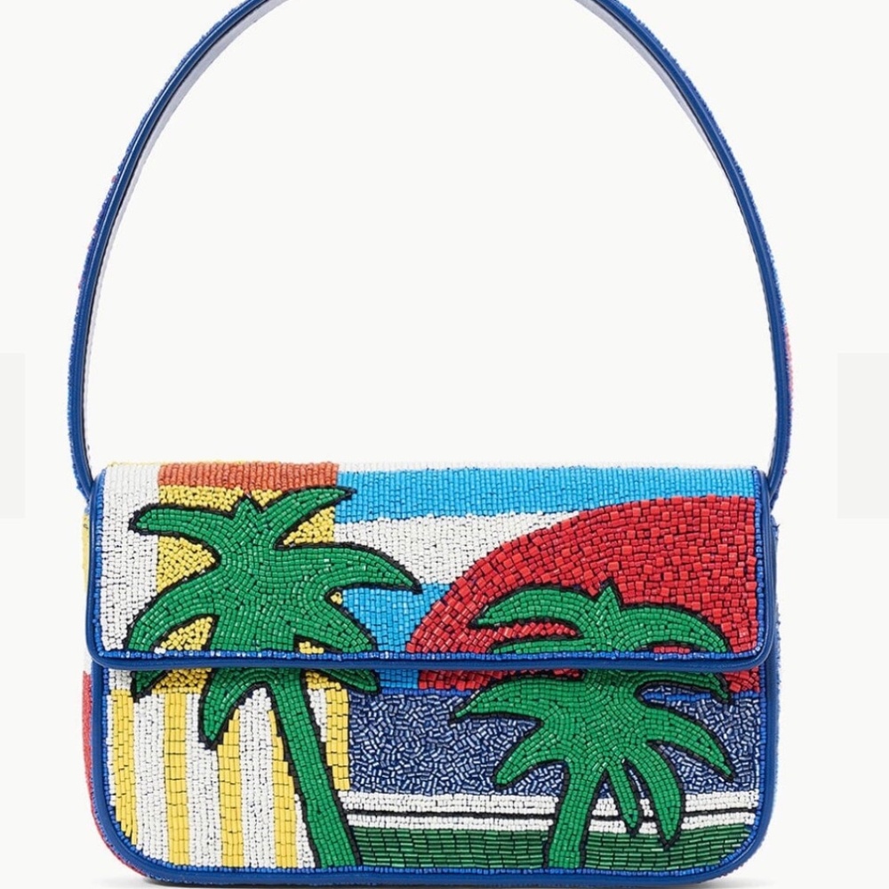STAUD Tommy Beaded Bag Graphic Palm